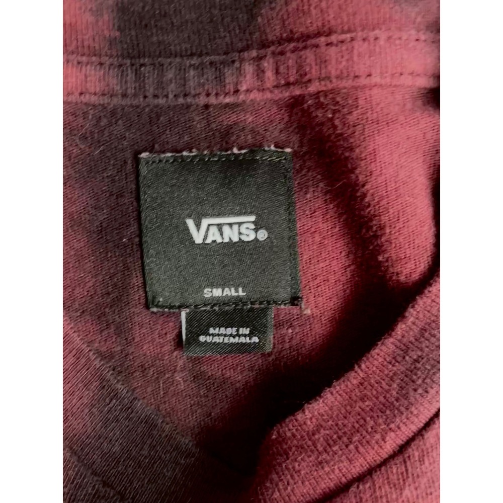 Vans Long Sleeve T Shirt Mens Small Maroon Tie Dye Palm Tree Graphic Logo - Picture 7 of 7